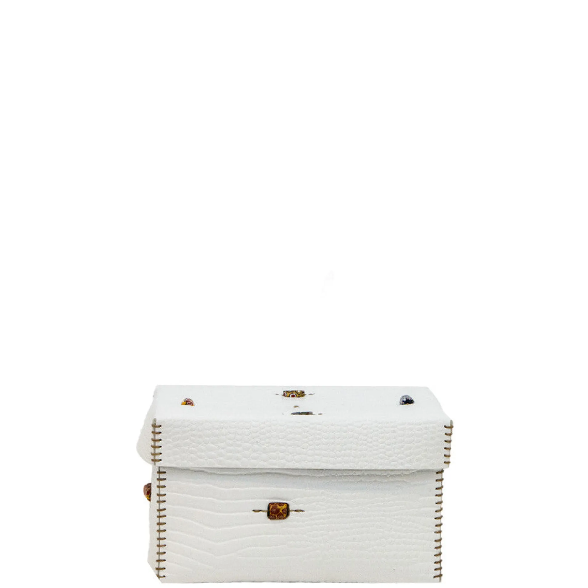 Scatola Murrine M Stamped Crocodile White