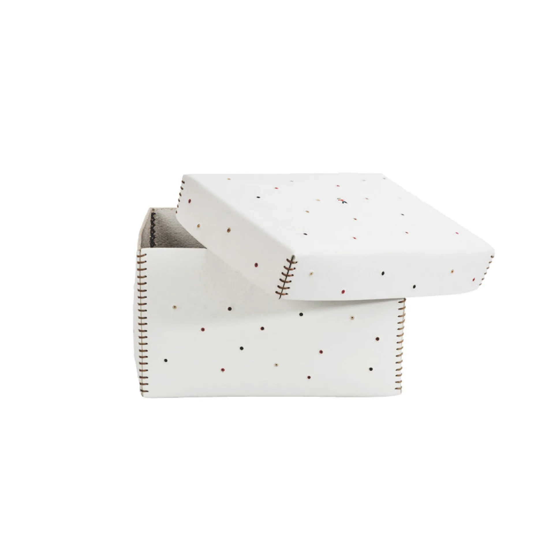 Scatola Perline M Cuoio White