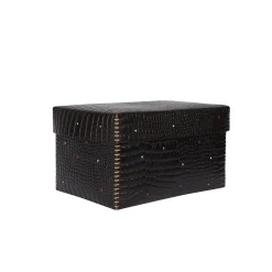 Scatola Perline M Printed Crocodile Black