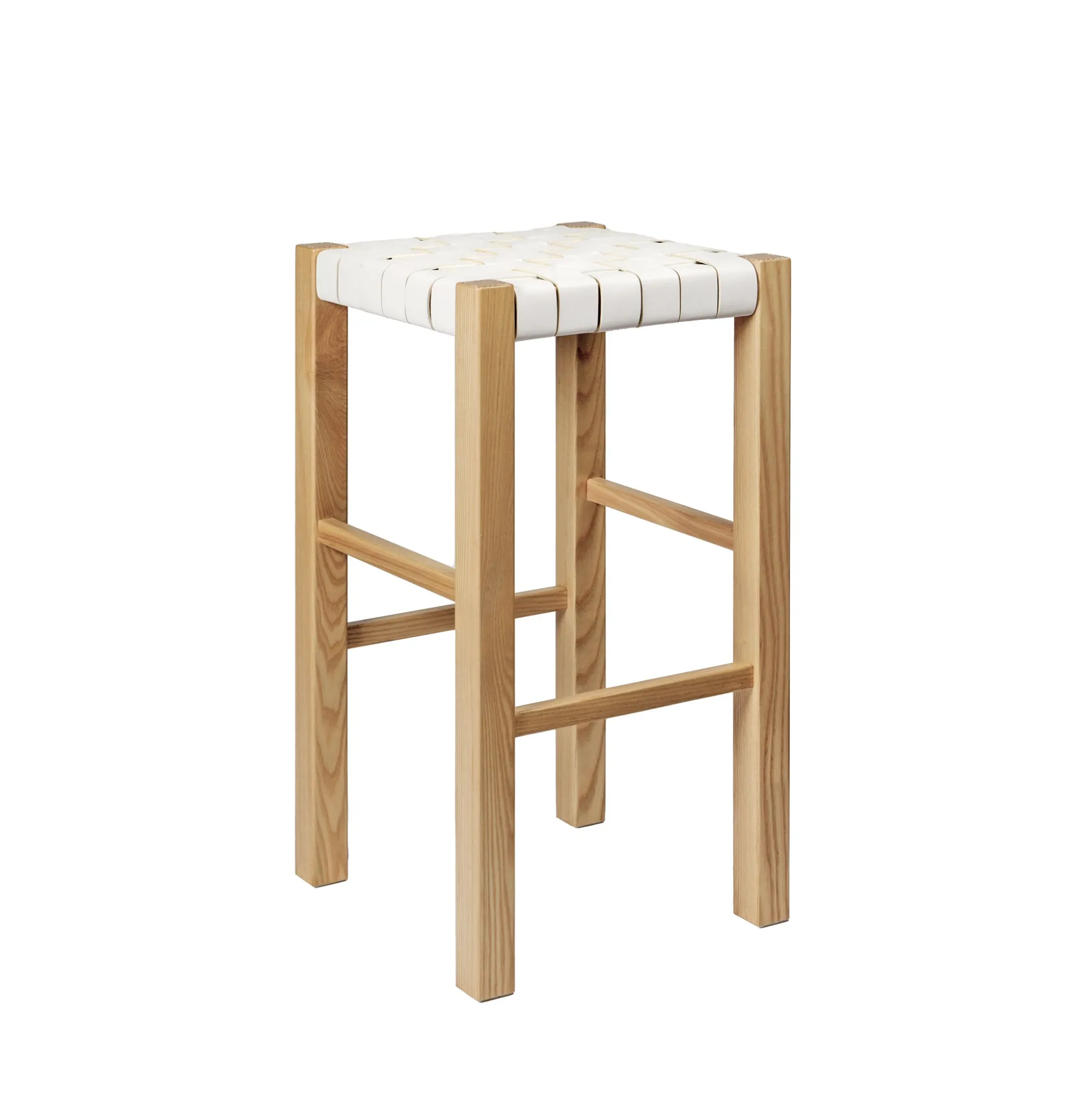 Sgabello Nestor Cuoio Incrociato White
