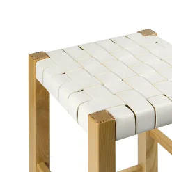 Sgabello Nestor Cuoio Incrociato White