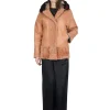 Shearling Jacket Mink Fur Collar Camel