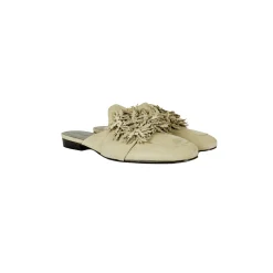Slipper Flowers Suede Light Beige