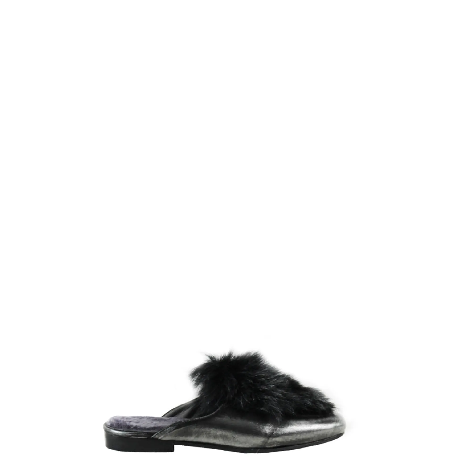 Slipper Fur Hollywood Metal Sport Silver