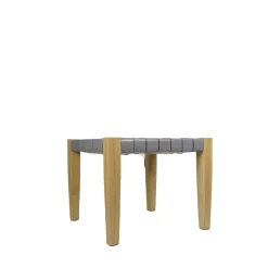 Square Short Stool Leather Grey