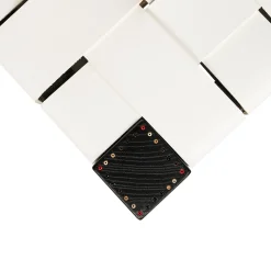 Square Short Stool Leather White