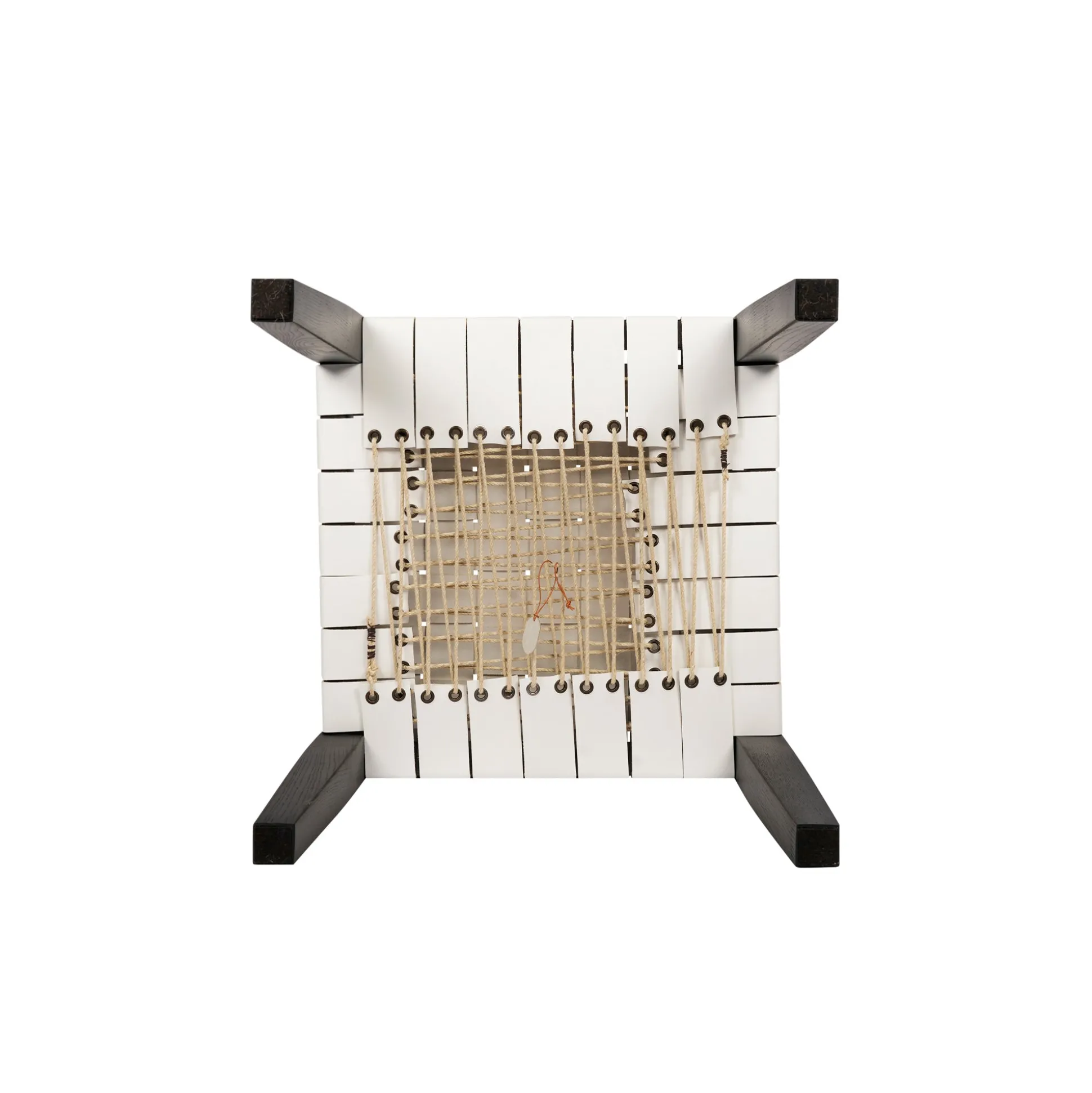 Square Short Stool Leather White