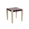 Square Stool Leather Dark Brown