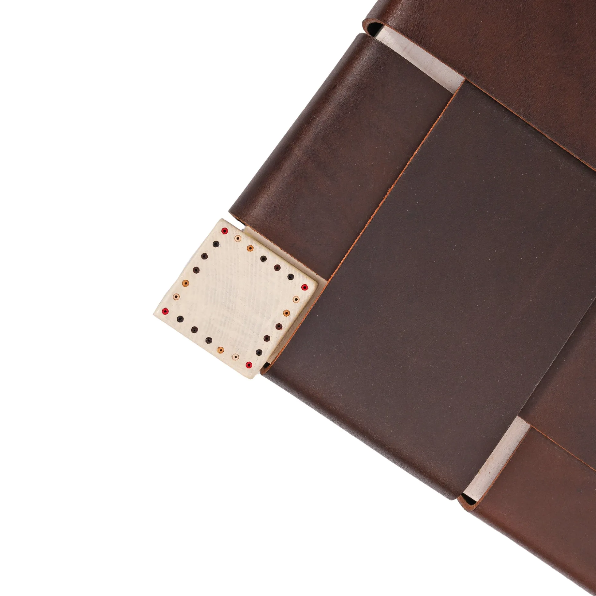 Square Stool Leather Dark Brown