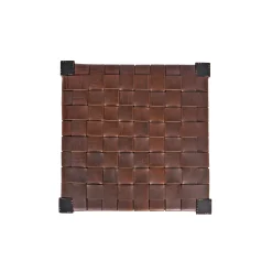 Square Stool Leather Ebony