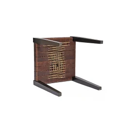 Square Stool Leather Ebony