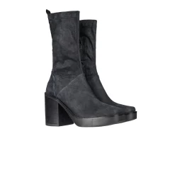 Square Toe Bootie Stretch Suede Deep Blue