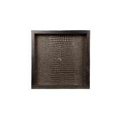 Square Wood Tray Dark Brown