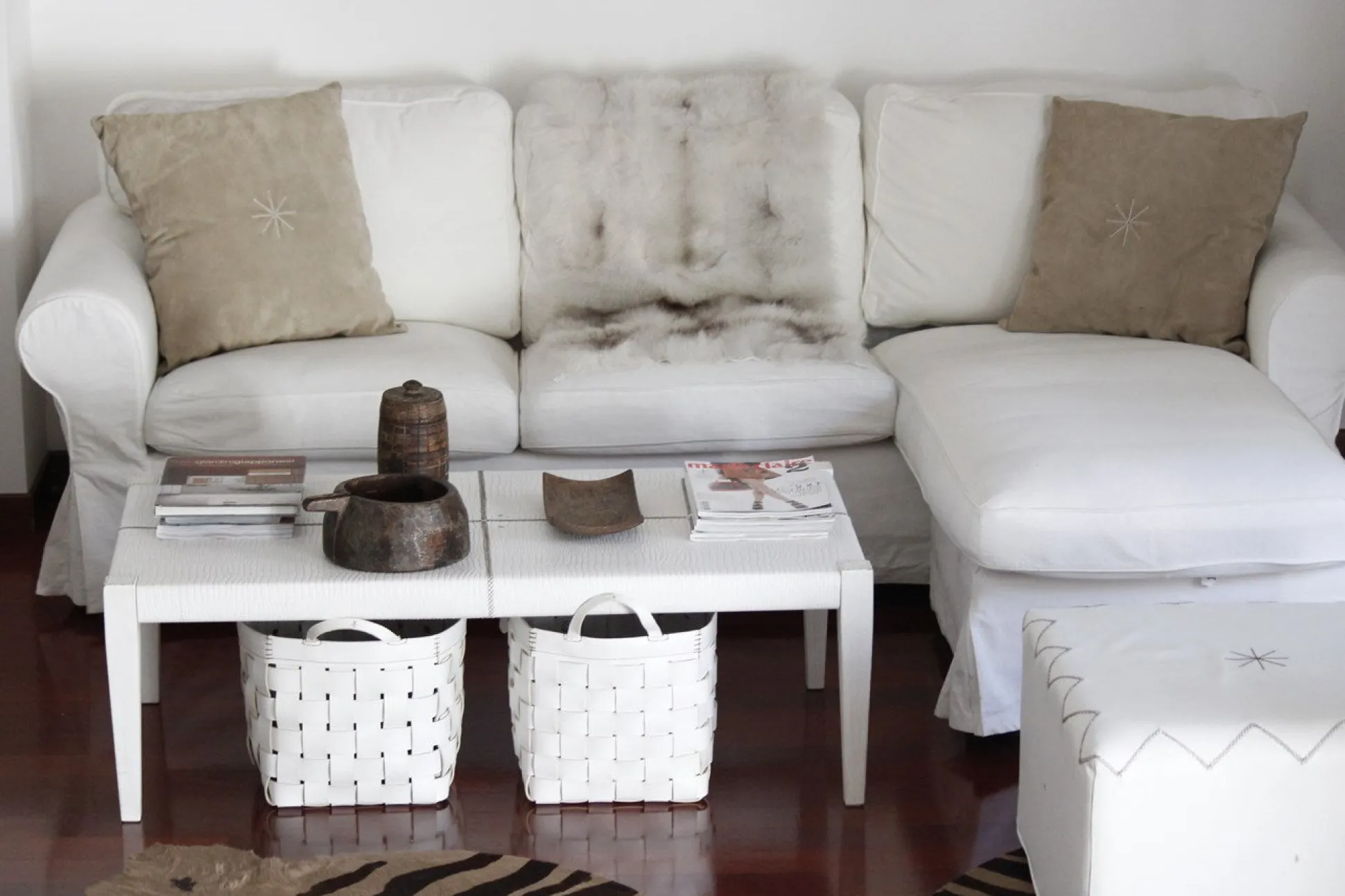 Table Mozart Printed Crocodile Bianco