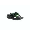 Thong Sandal Flowers Green Ranch Black