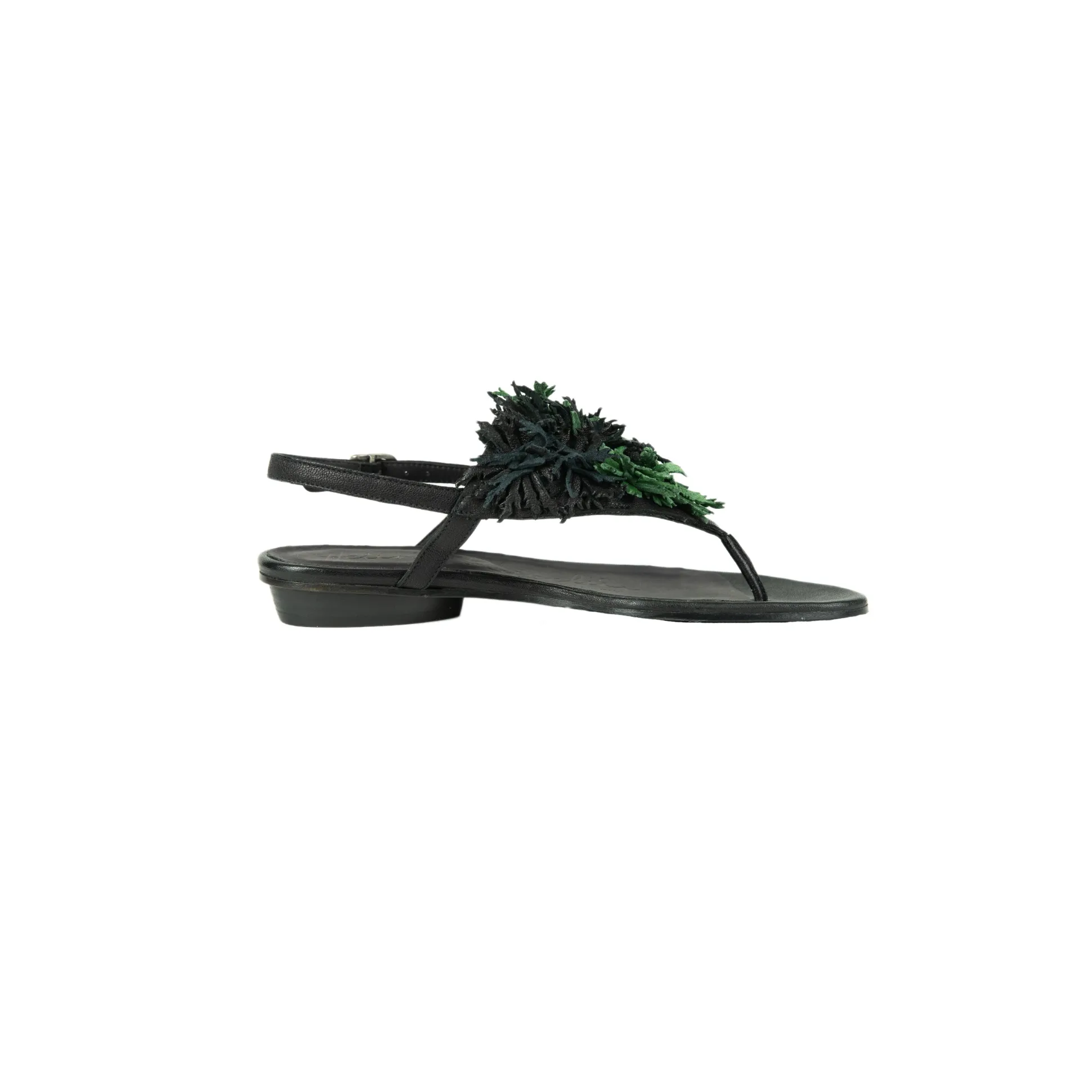 Thong Sandal Flowers Green Ranch Black