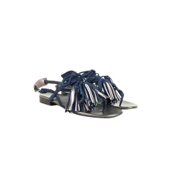 Thong Sandal Nappine Suede Deep Blue