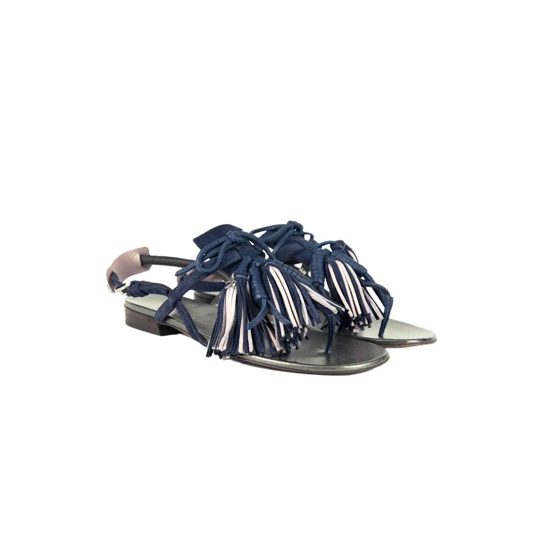 Thong Sandal Nappine Suede Deep Blue