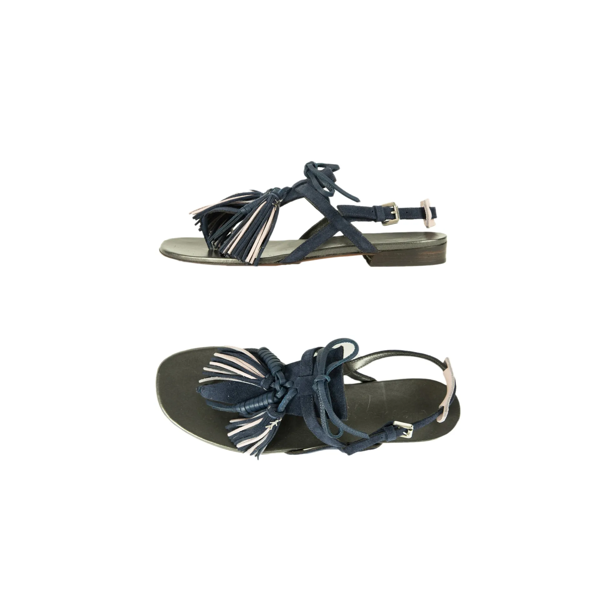 Thong Sandal Nappine Suede Deep Blue