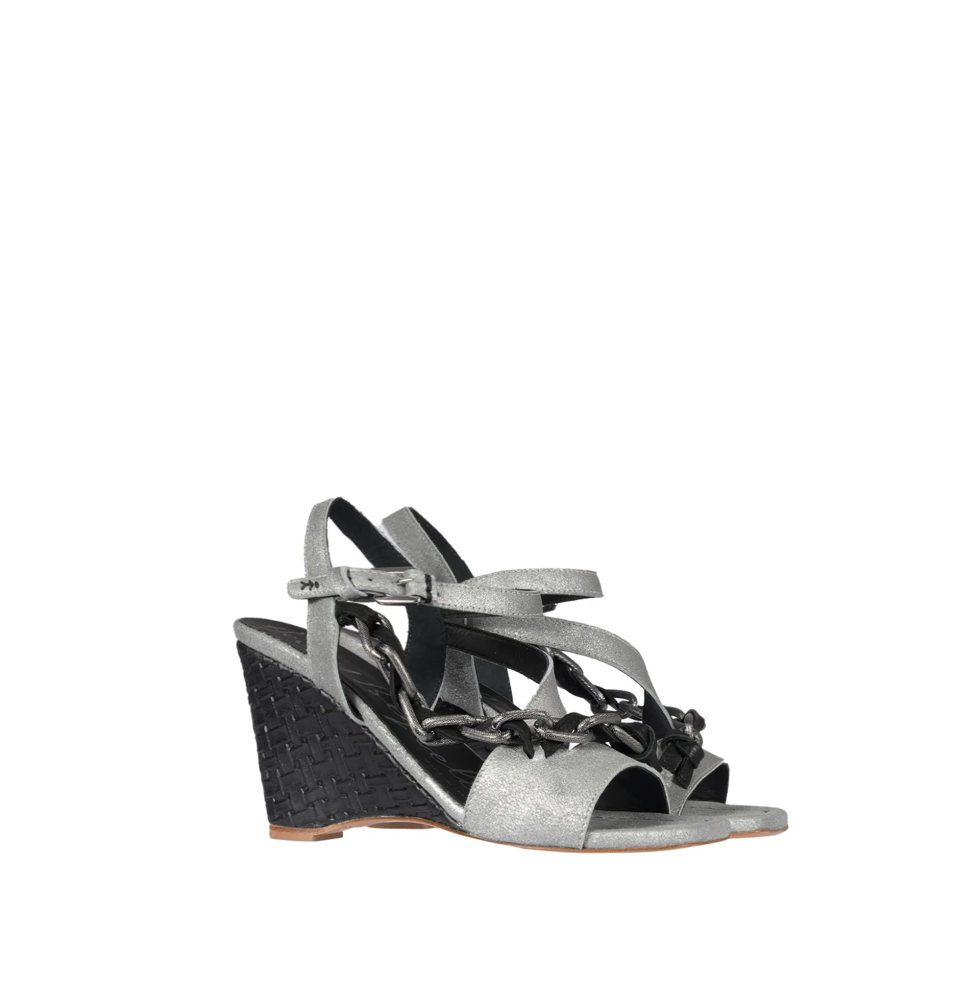 Wedge Jewel Sandal Graffiato Silver