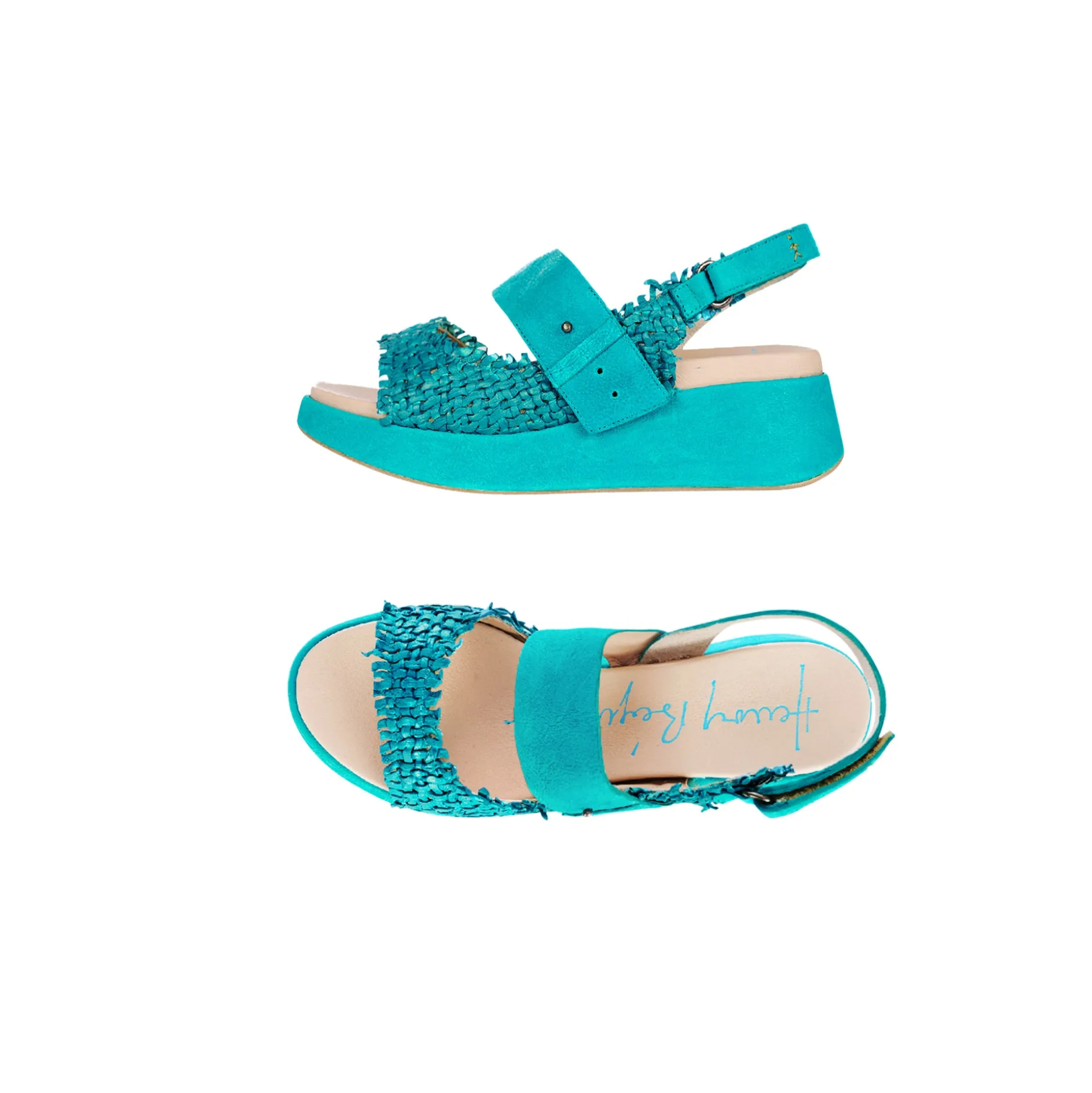 Wedge Sandal Intreccio Madreperla Turquoise