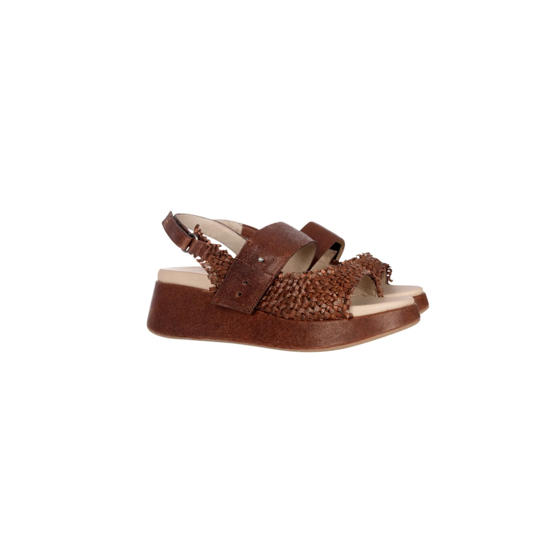 Wedge Sandal Intreccio Madreperla Brandy