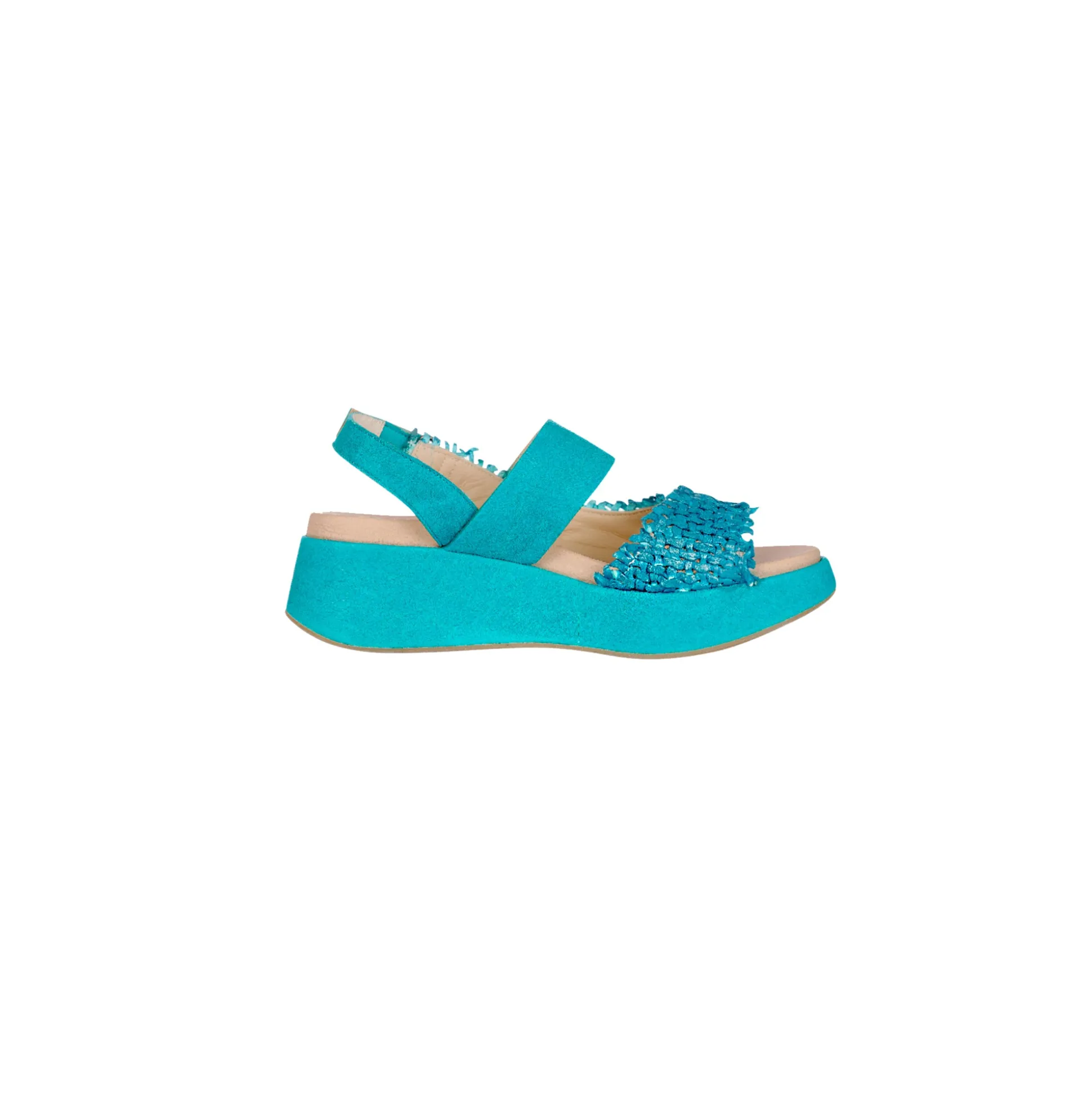 Wedge Sandal Intreccio Madreperla Turquoise