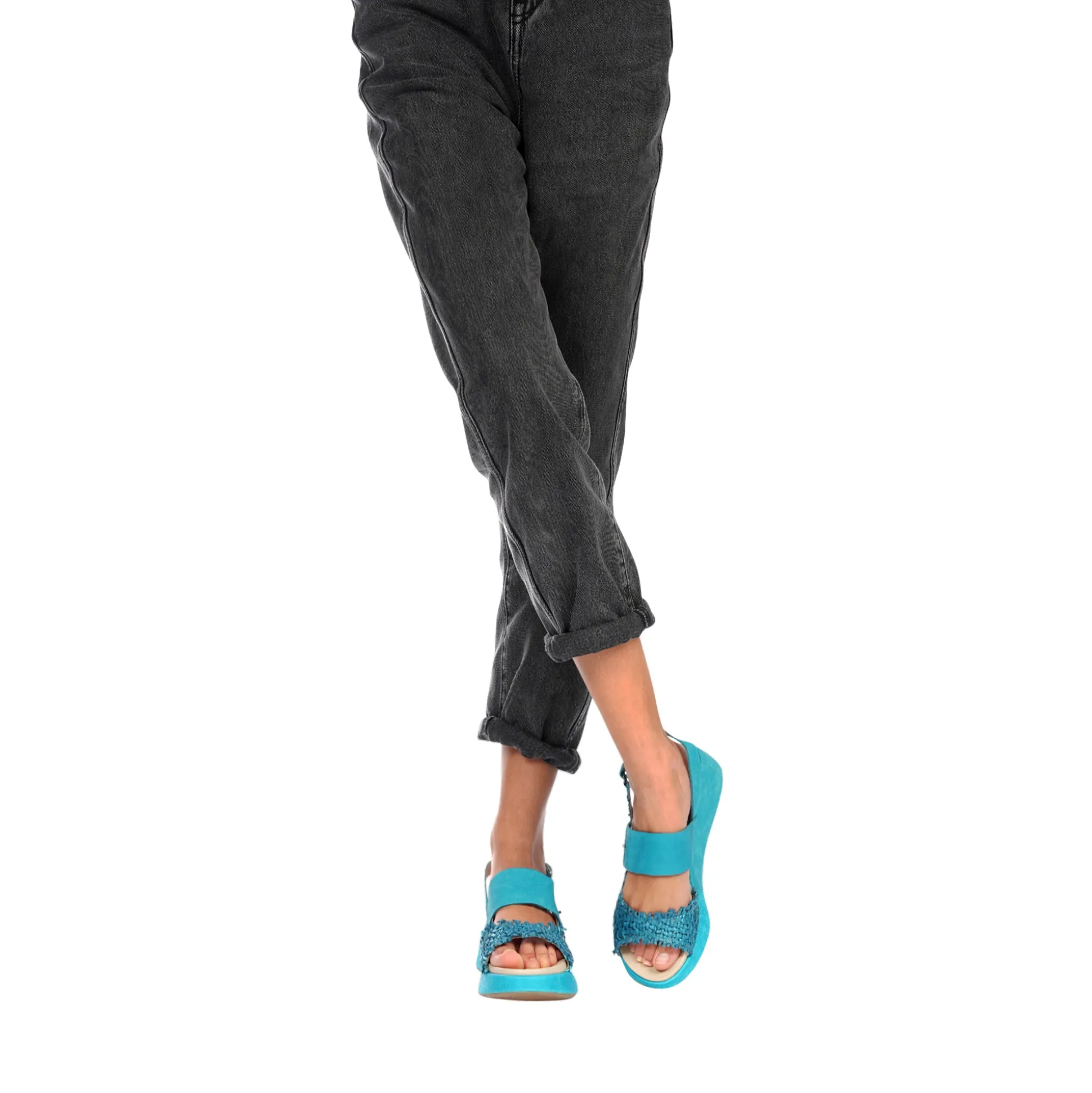 Wedge Sandal Intreccio Madreperla Turquoise