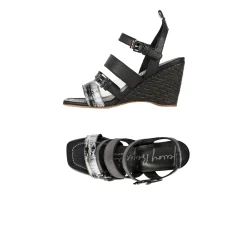 Wedge Sandal with Crocodile Martellato Black