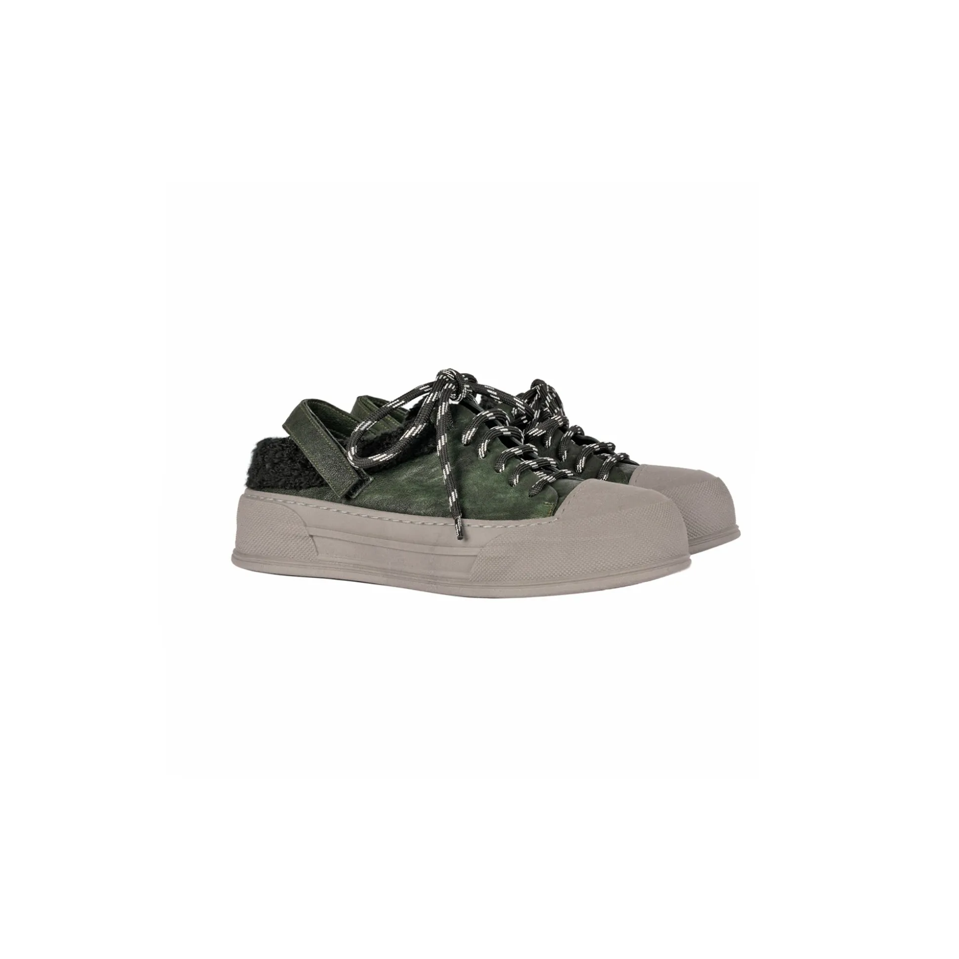 Wool Sabot Sneaker Grattato Forest Green